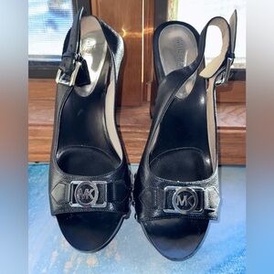 Michael Kors Black Slingback Heels with Logo Accent